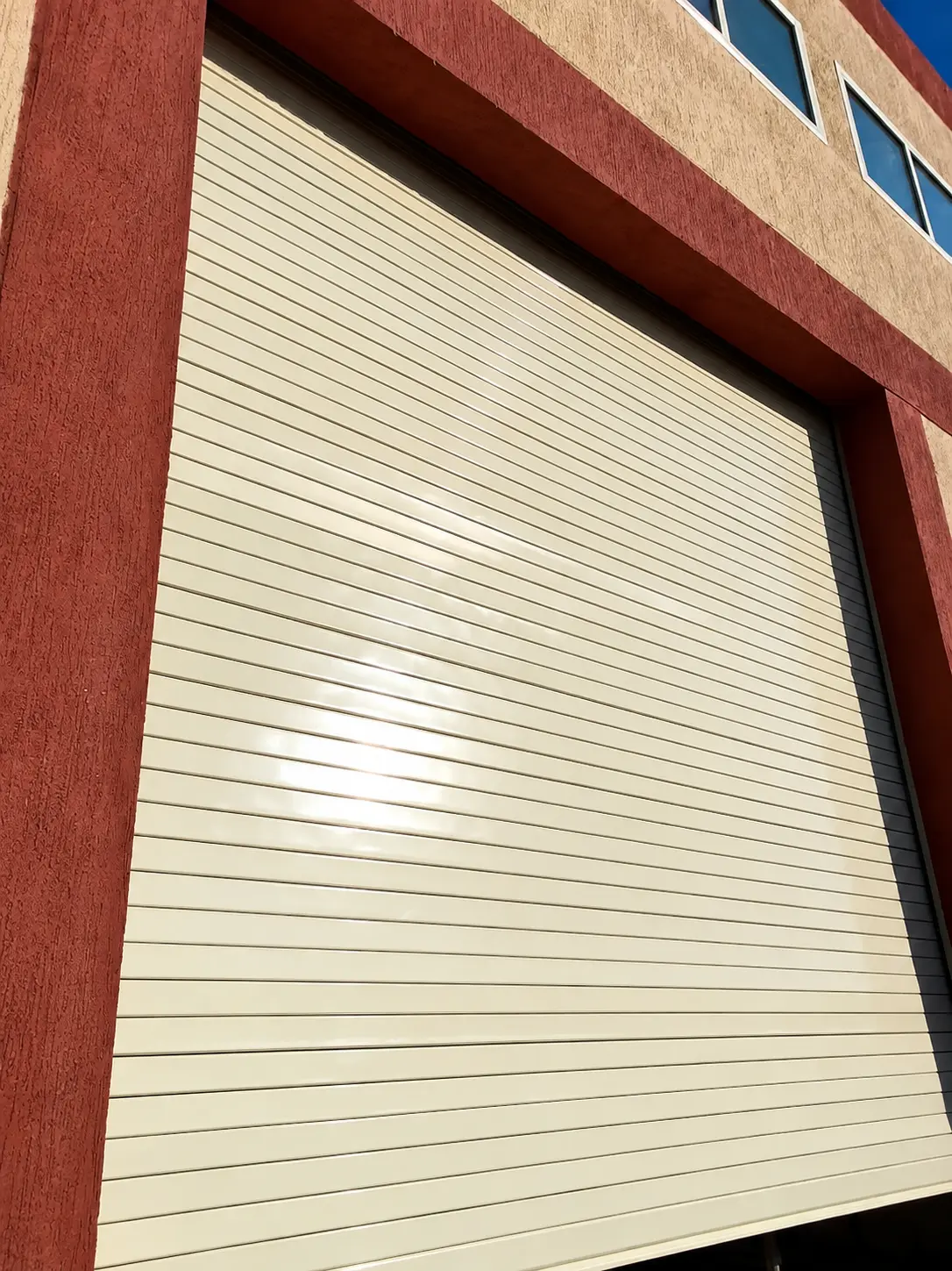 GIS Shutter Doors Project - coated slats shutter door substation perspective 1 | gatechs